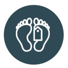 icon of feet with a toe tag, as in a morgue