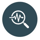 icon of a magnifying glass looking at a heartbeat