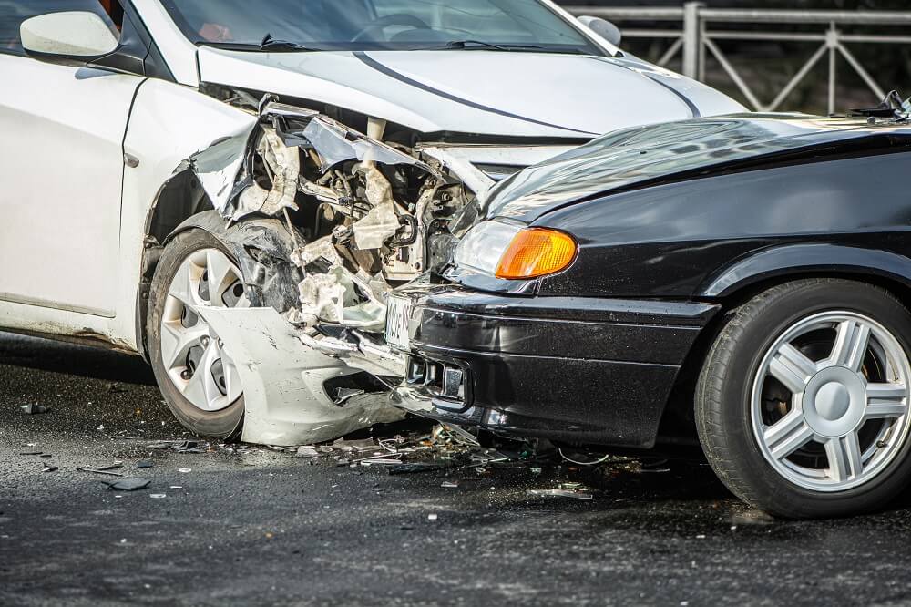 Head on collision along the highway.