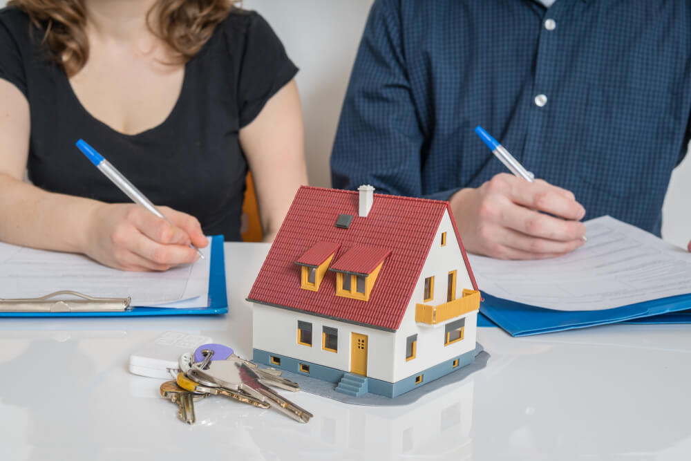 Divorce and dividing a property concept